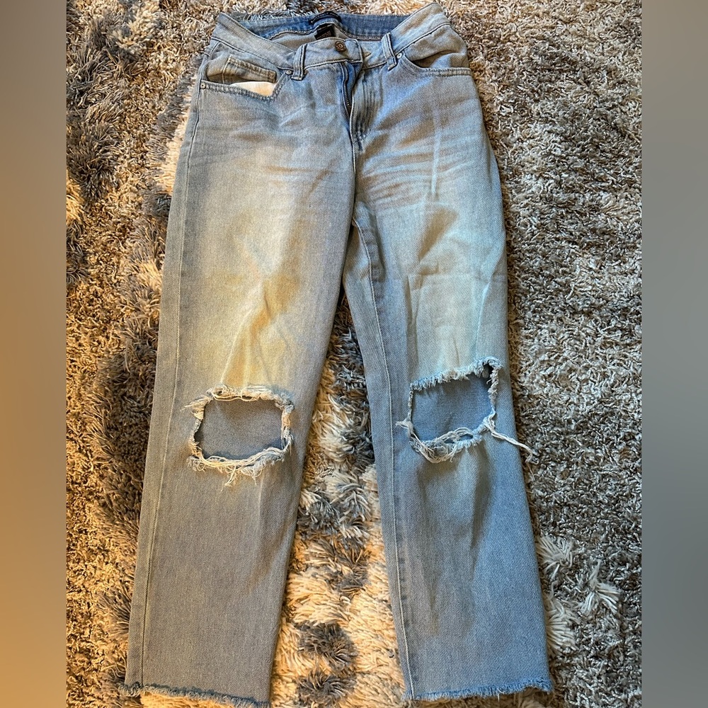 Sincerely Jules Size 3/26 Light Blue Straight Leg Distressed Jeans